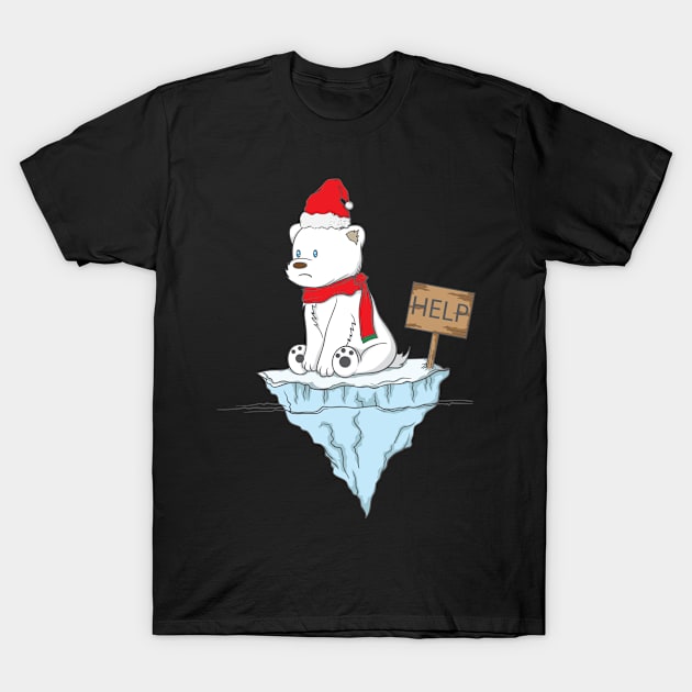 Polar bear needs help on ice floe T-Shirt by dieEinsteiger